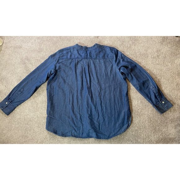 Loft Chambray Button-Down Shirt Blue Long Sleeve Lightweight XL - Picture 4 of 13